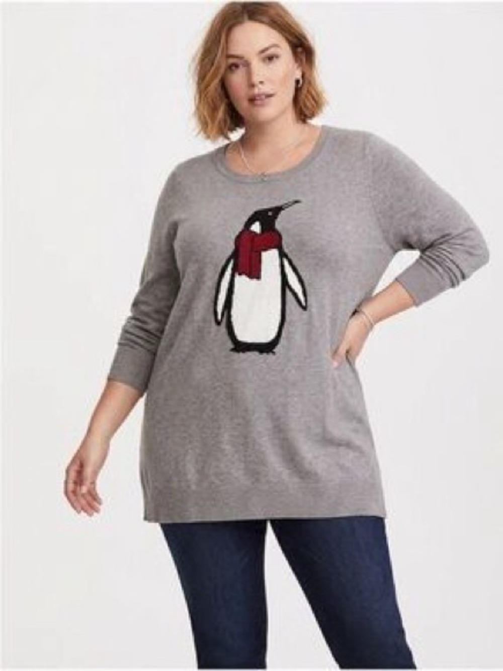 Torrid women’s grey pullover knit Penguin sweater